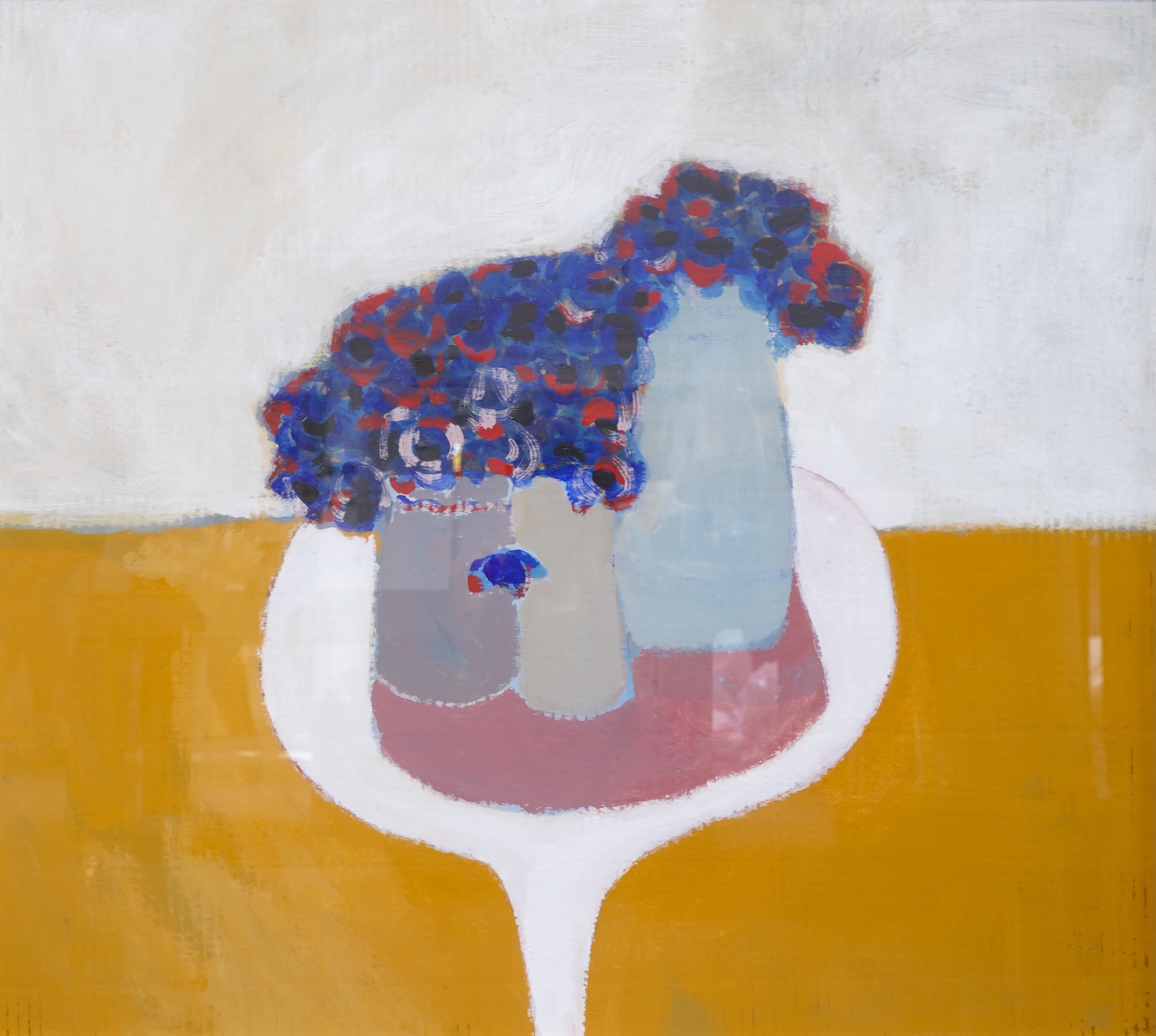 Andrew Murray (1917-1998), oil on canvas, A woman feeding birds, signed and inscribed verso, 50 x 40cm. Condition - good